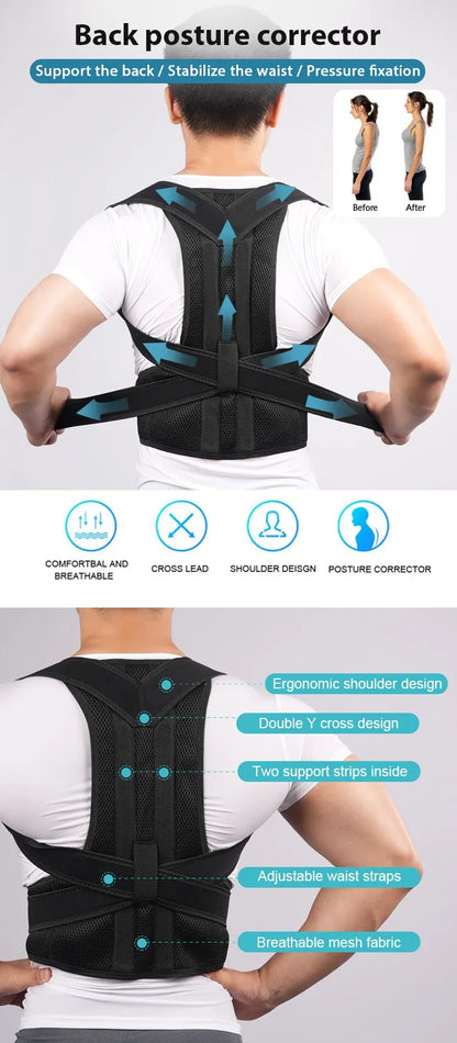 Adjustable Back Shoulder Posture Corrector Belt Clavicle Spine Support Reshape Your Body Home Office Sport Upper Back Neck Brace