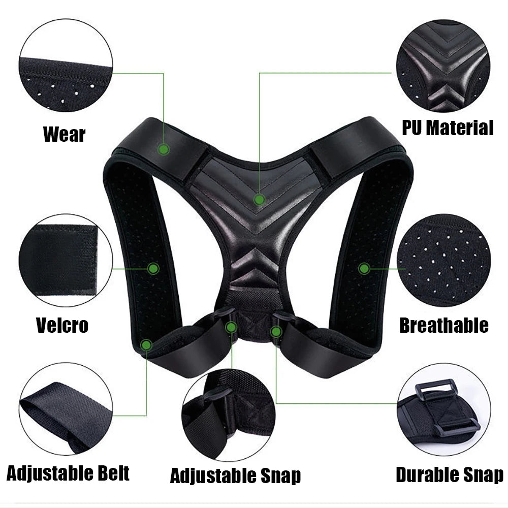 Adjustable Back Shoulder Posture Corrector Belt Clavicle Spine Support Reshape Your Body Home Office Sport Upper Back Neck Brace