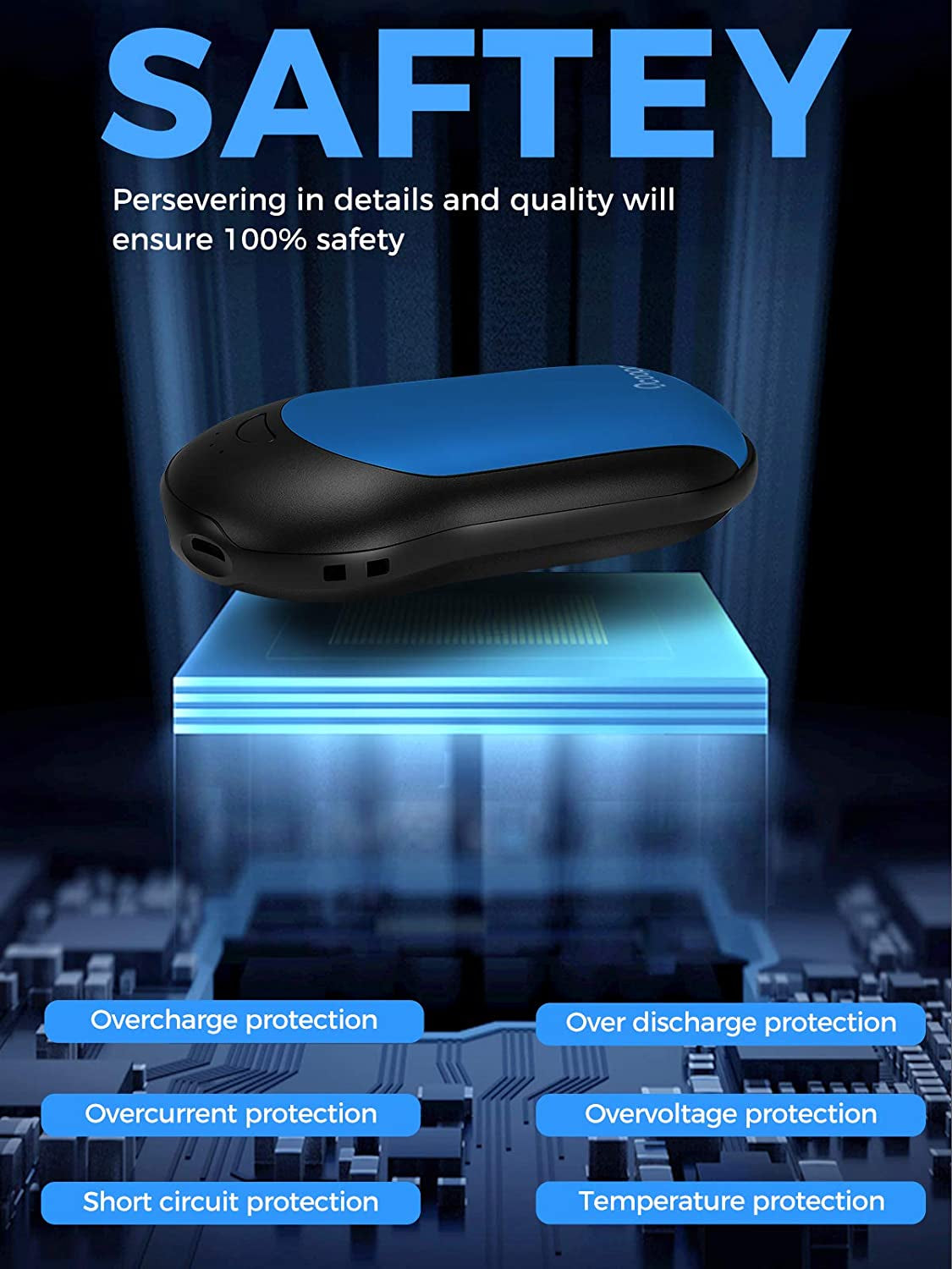 Rechargeable Hand Warmers, 10000Mah Electric Handwarmer Winter Warm 15 Hours Portable Hands Heater for Men Women