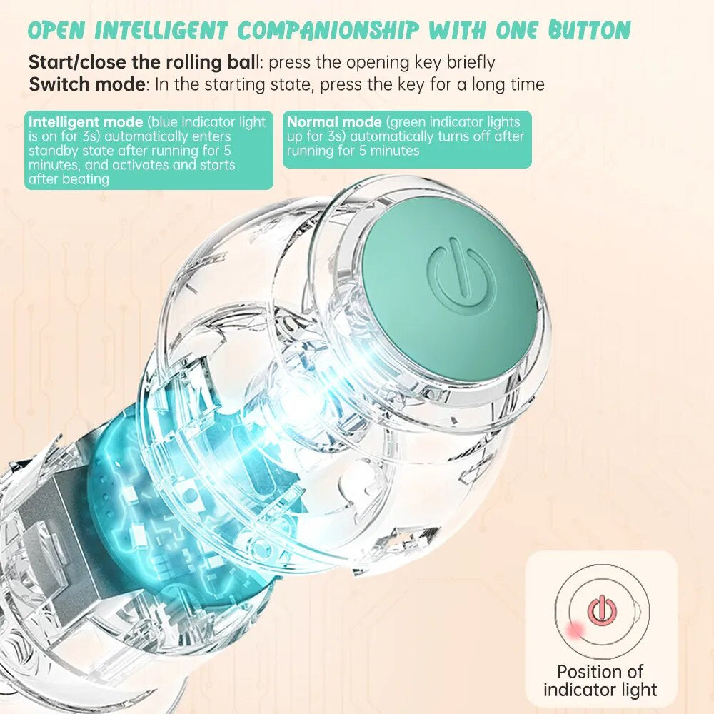 Smart Electric Cat Ball Toys Automatic Rolling Cat Toys for Cats Training Self-Moving Kitten Toys for Indoor Interactive Playing