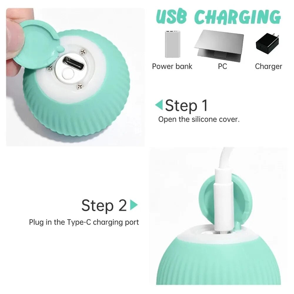 Smart Electric Cat Ball Toys Automatic Rolling Cat Toys for Cats Training Self-Moving Kitten Toys for Indoor Interactive Playing