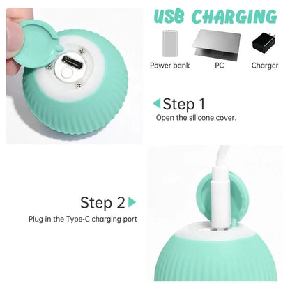 Smart Electric Cat Ball Toys Automatic Rolling Cat Toys for Cats Training Self-Moving Kitten Toys for Indoor Interactive Playing