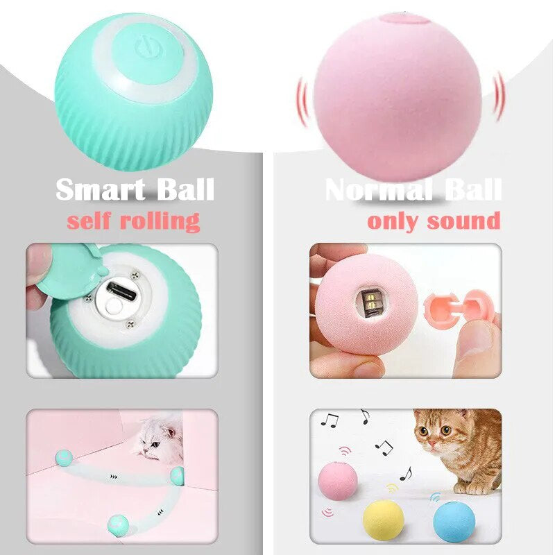 Smart Electric Cat Ball Toys Automatic Rolling Cat Toys for Cats Training Self-Moving Kitten Toys for Indoor Interactive Playing